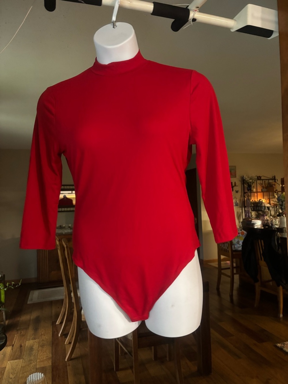 NET Cato Red Mock Neck Long Sleeve Bodysuit - Women’s Size Large